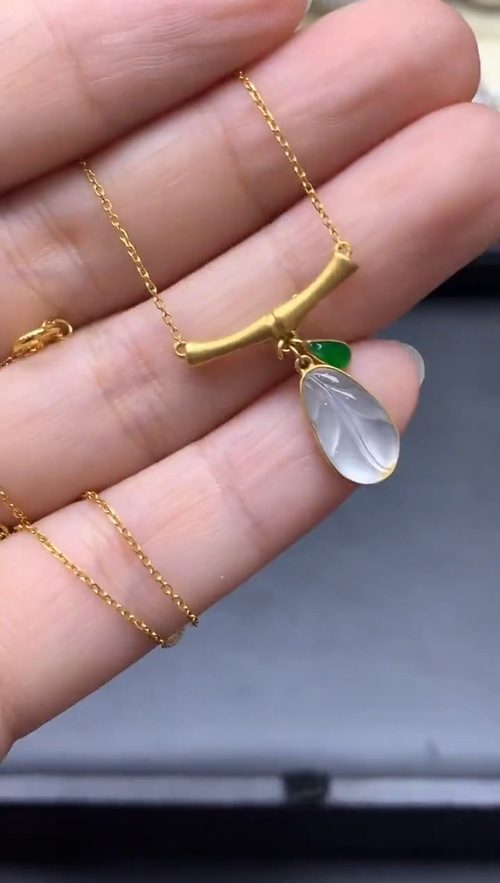 颈饰18K金镶嵌翡翠539-中国好珍宝