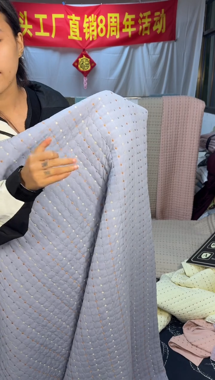 棉2.23灰蓝色纯棉米粒秀