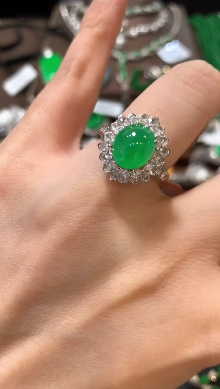 18K金镶嵌戒指翡翠m159   