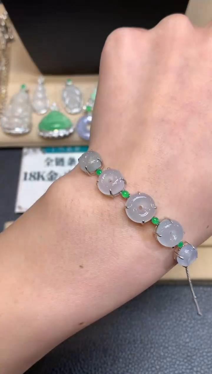 【闪购商品】翡翠手链18K金镶嵌甜甜圈【无服务费】