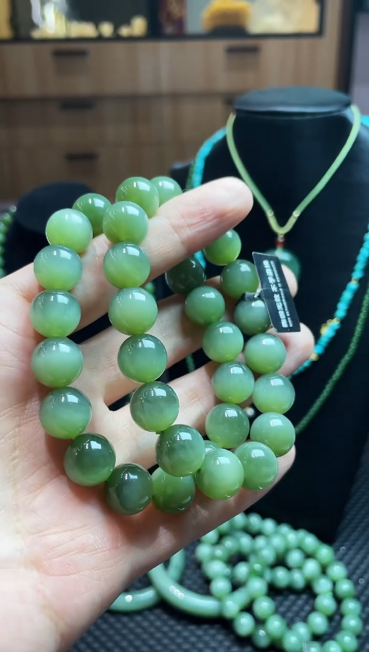 颈饰未镶嵌和田玉和田玉碧玉猫眼手串12mm福利款多样性其一发货
