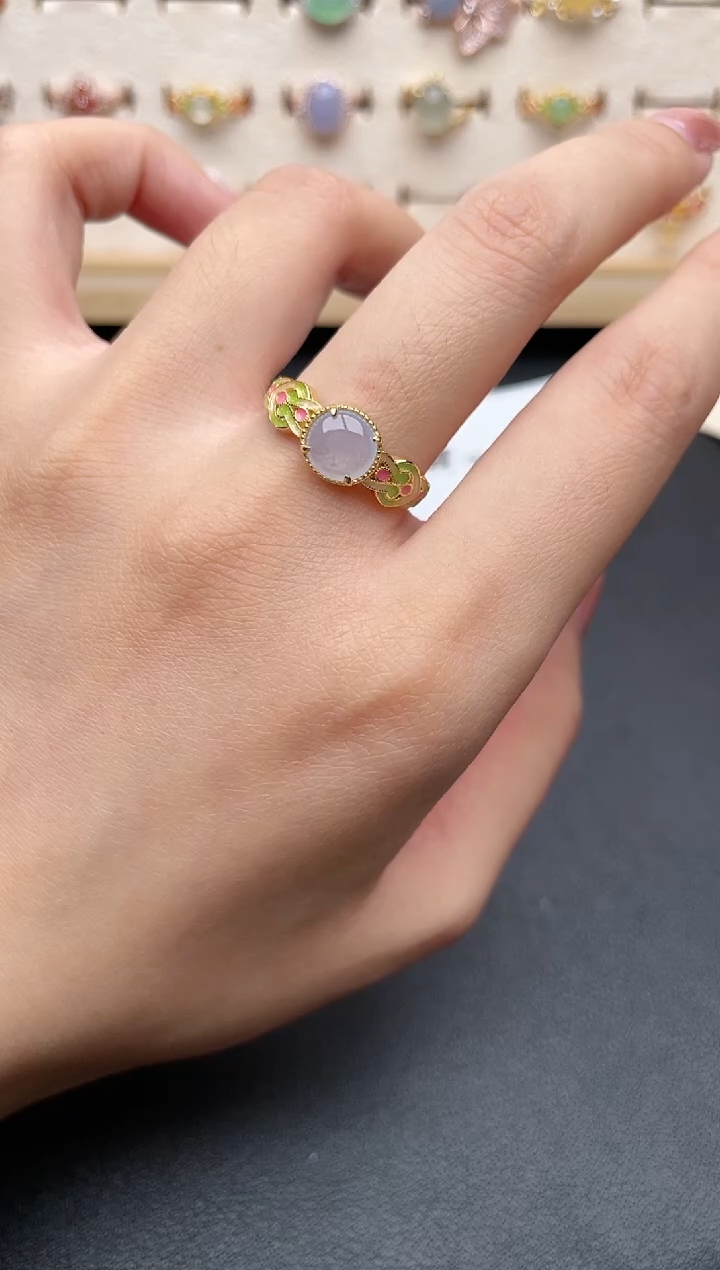 【闪购商品】翡翠戒指银S925镶嵌一物一证一礼盒