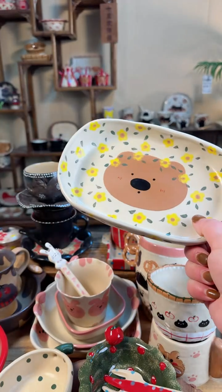 【闪购商品】小熊盘高温瓷器瓷器