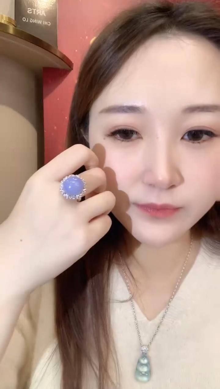 18K金镶嵌戒指翡翠b187 紫货有色差