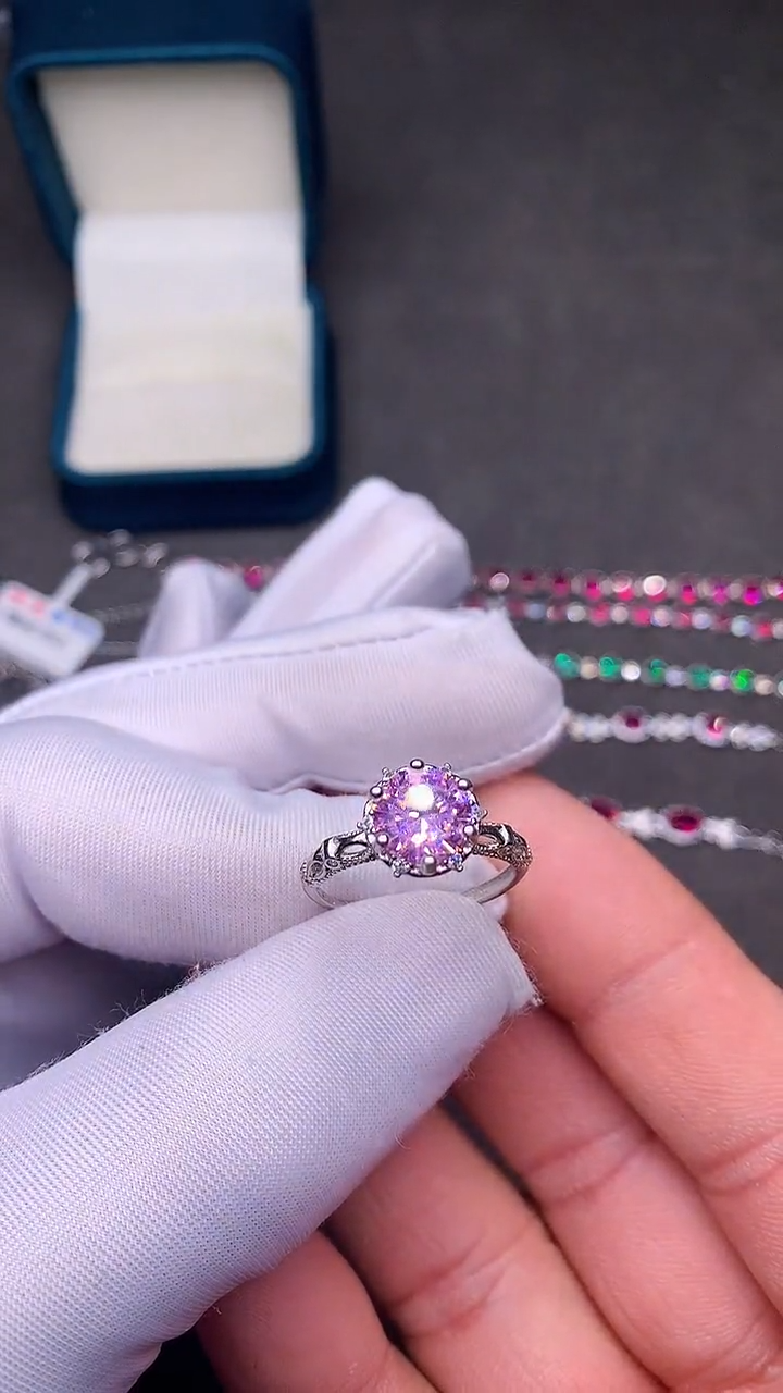 【闪购商品】碧玺戒指银S925镶嵌高温优化合成处理