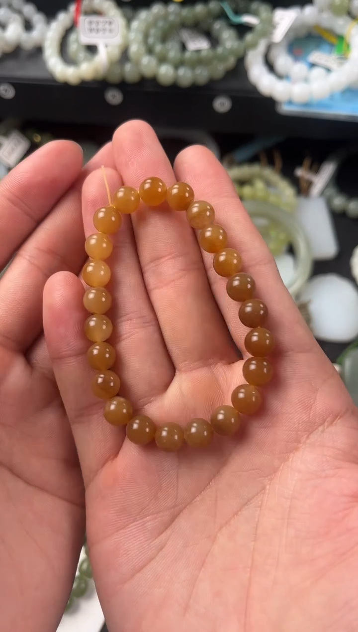 【闪购商品】和田玉手串未镶嵌且末金山纯糖手串卡8微色差