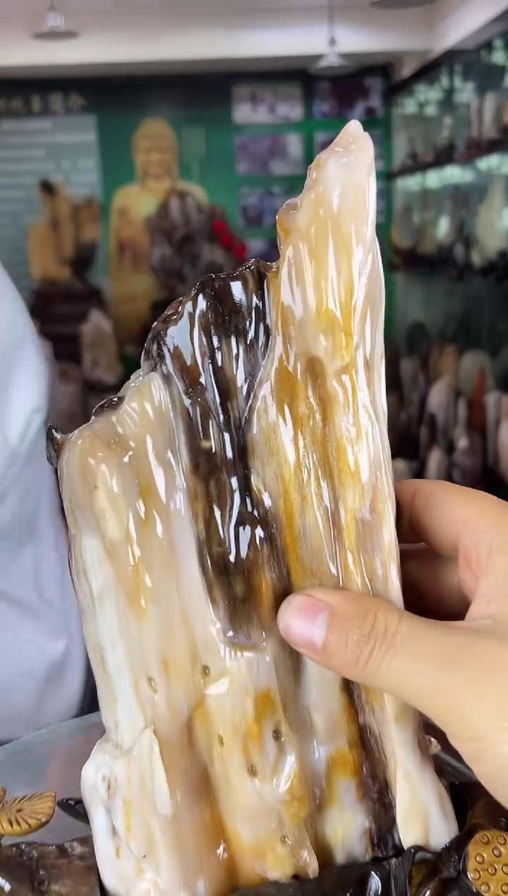 缅甸天然树化玉精品摆件