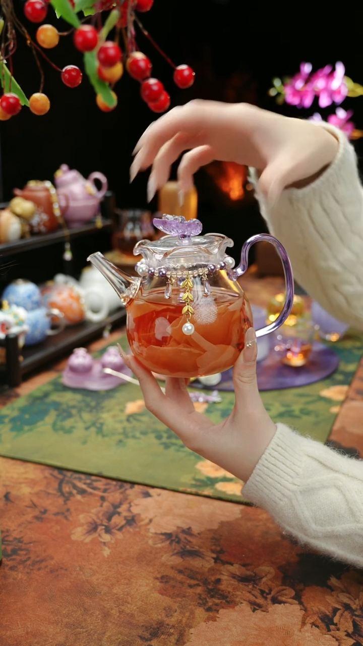 【闪购商品】紫色铃兰花茶壶+链子