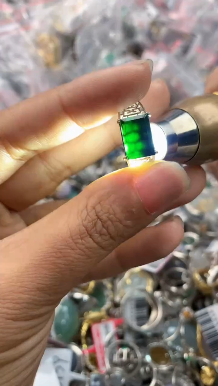 银S925镶嵌戒指翡翠666----4