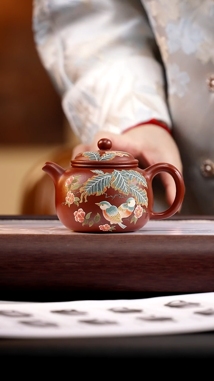 茶壶紫砂58大红泥匏尊230cc