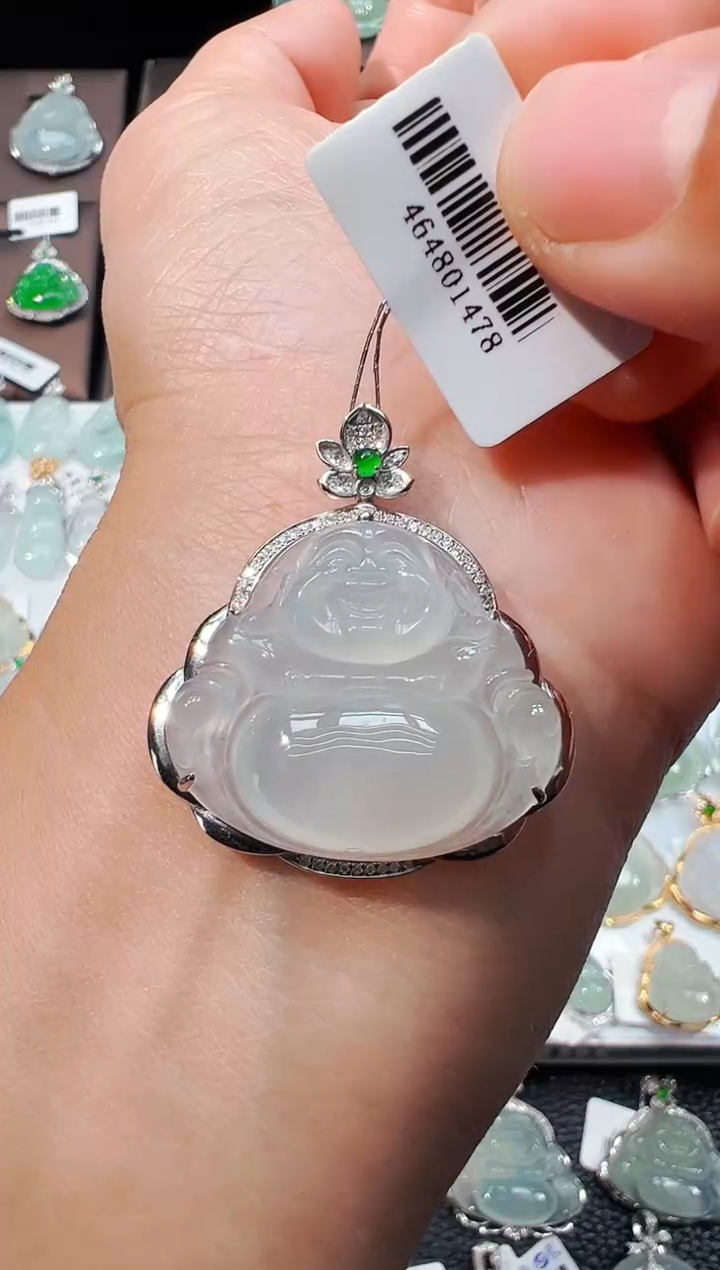 吊坠(不含链)18K金镶嵌翡翠佛公吊坠1478