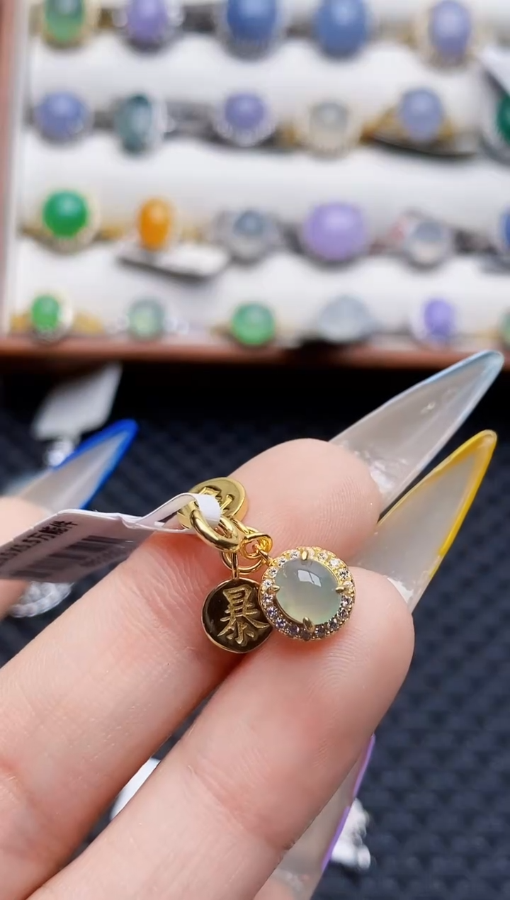 银S925镶嵌戒指翡翠6063