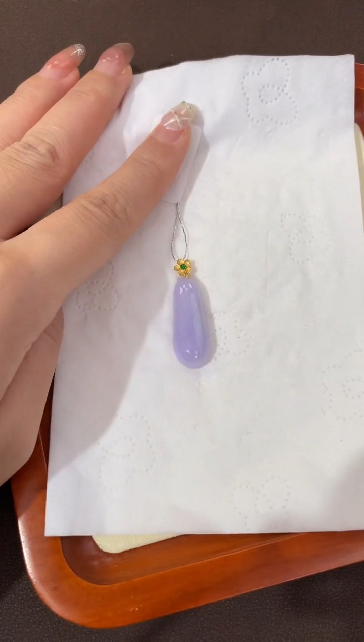 【闪购商品】翡翠颈饰18K金镶嵌天然缅甸a货翡翠