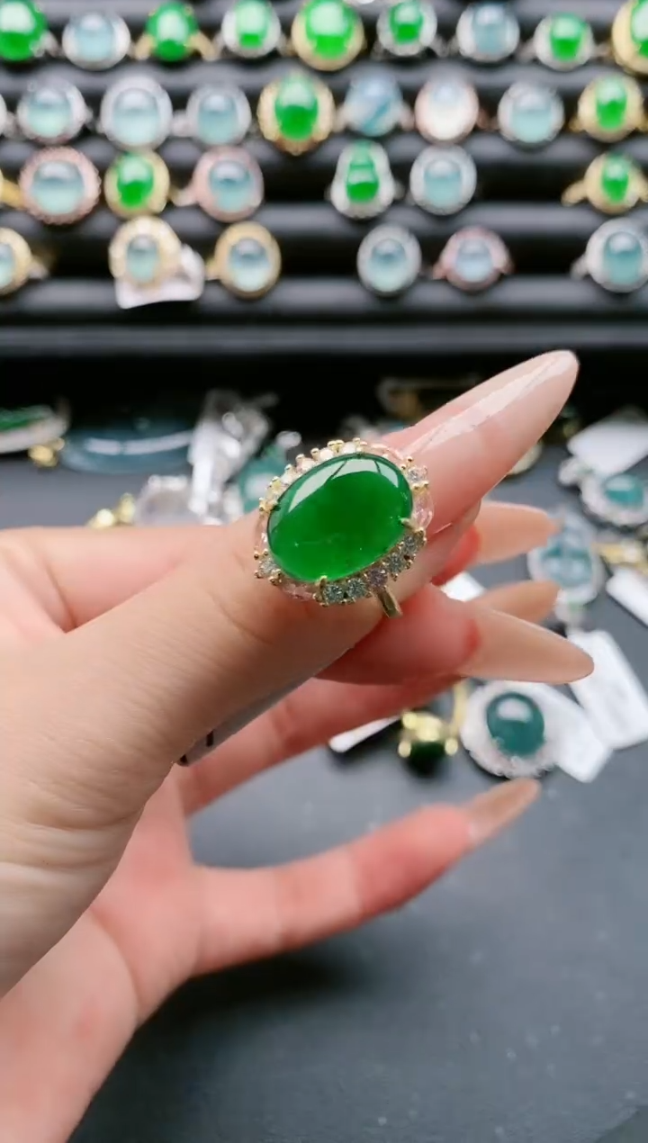 【闪购商品】翡翠戒指银S925镶嵌111111