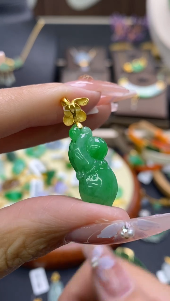 【闪购商品】翡翠颈饰18K金镶嵌净货13189