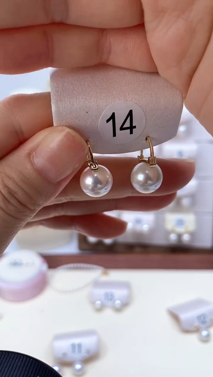 银S925镶嵌淡水珍珠耳饰茶壶耳扣