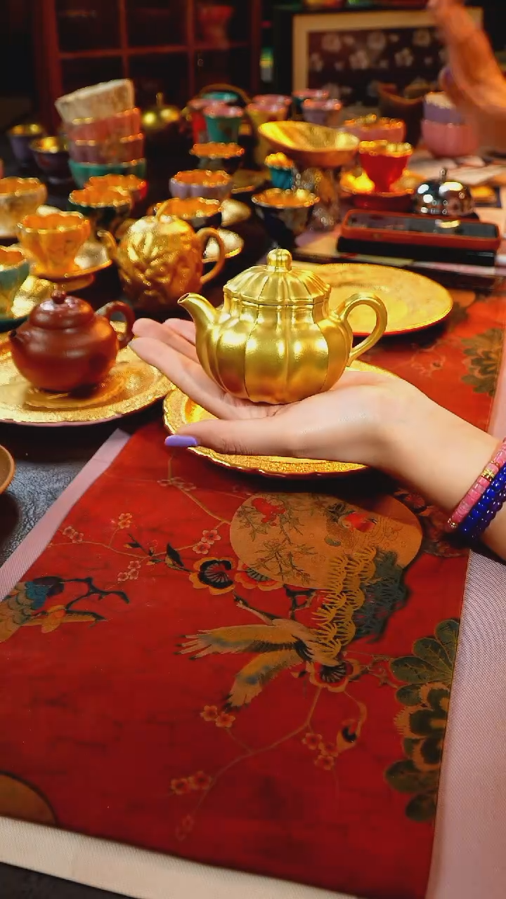 茶杯紫砂【宜景窑系列】微瑕金壶2