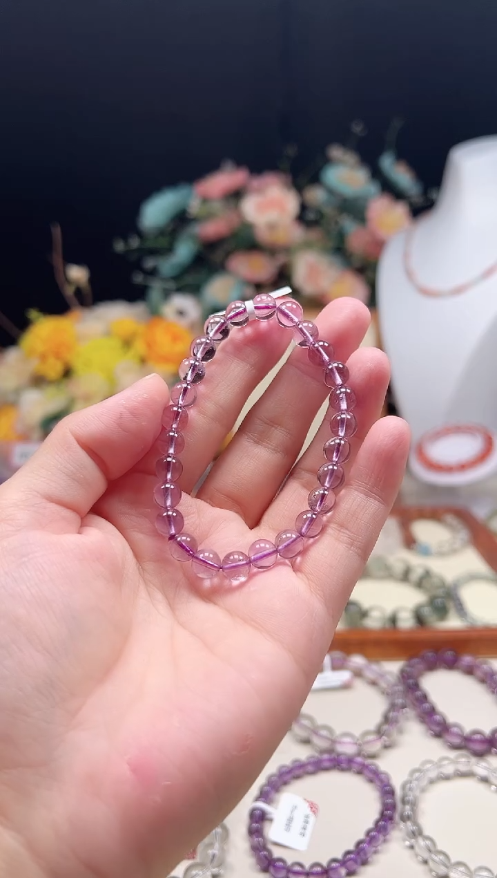 【闪购商品】紫晶手链未镶嵌天然7mm紫水晶单圈手串