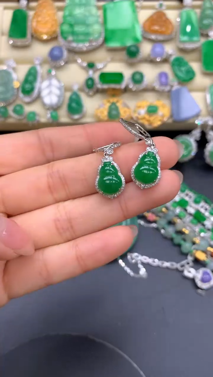 【闪购商品】翡翠耳饰18K金镶嵌660-中国好珍宝