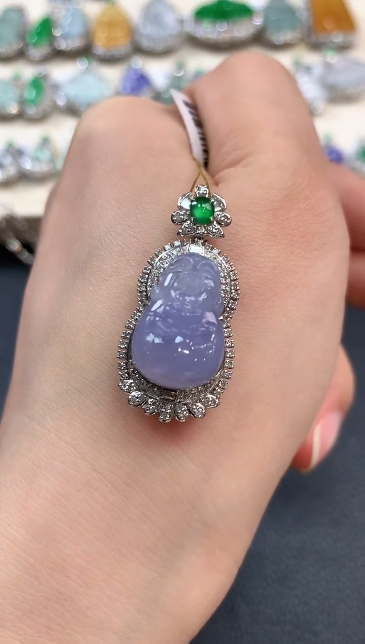 【闪购商品】翡翠吊坠(不含链)18K金镶嵌n56有色差