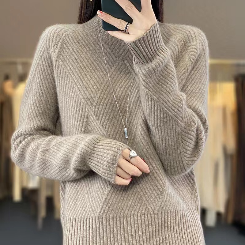 【zhi禾席编同款】100纯羊毛长袖百搭宽松上衣NS2381