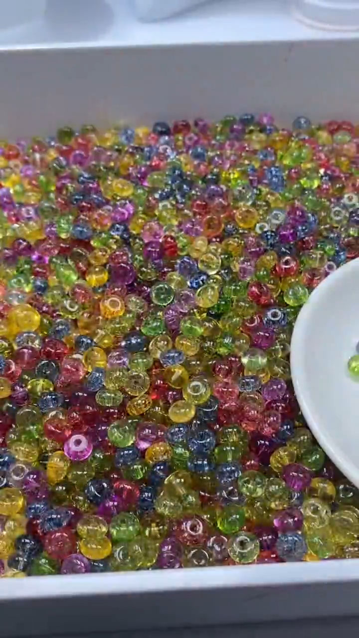 颈饰未镶嵌水晶W1619老矿多宝色碧玺算盘8*4mm*15颗