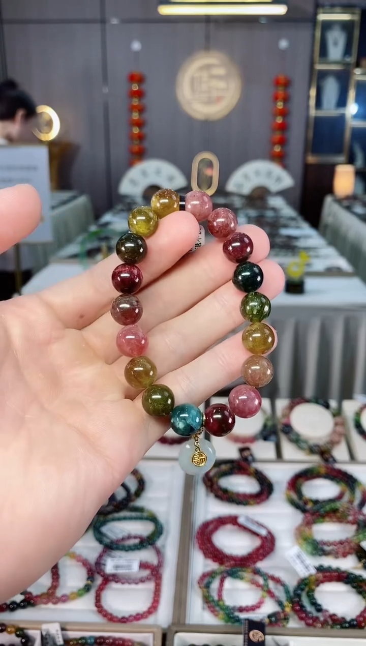 未镶嵌老矿碧玺单圈手串10mm+碧玺xion多样性发货一条