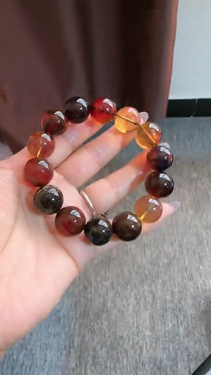 【闪购商品】琥珀手链未镶嵌规格16微瑕多宝手串#37
