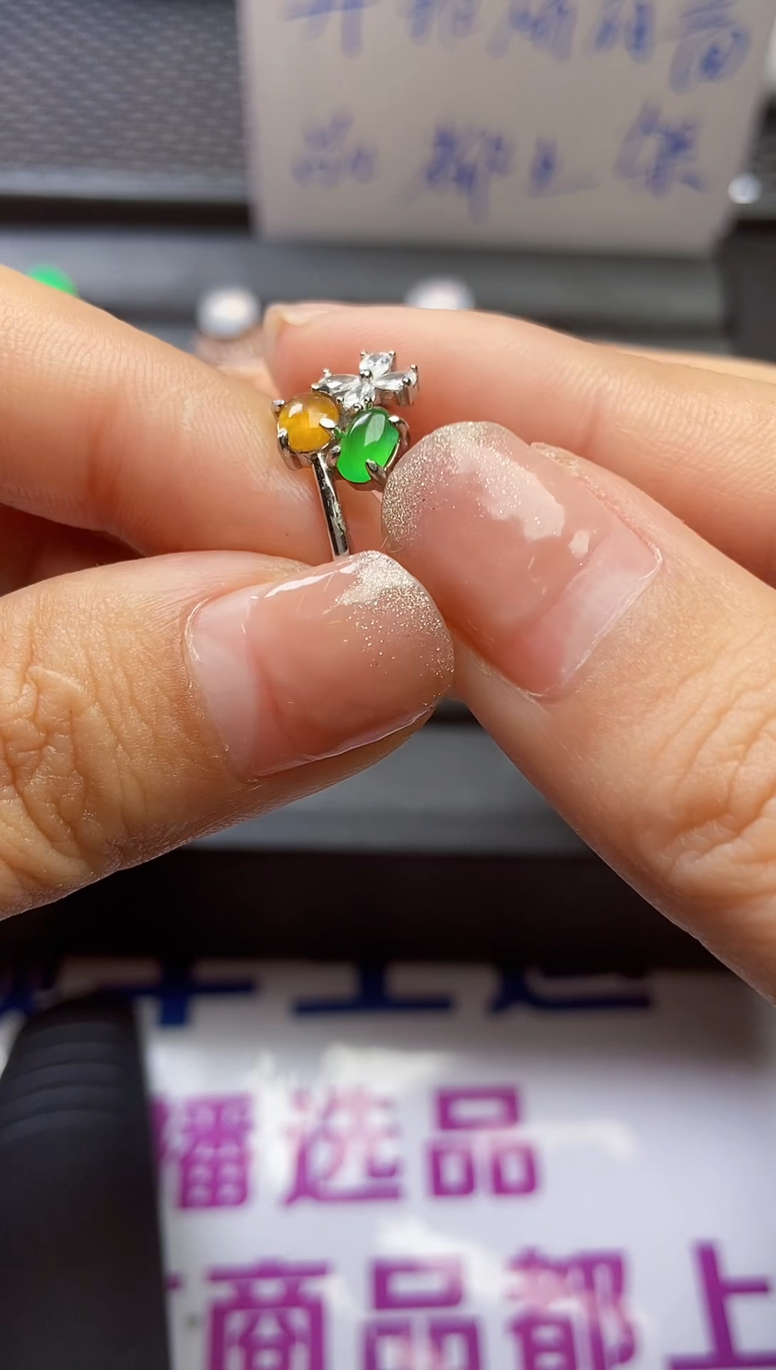 【闪购商品】翡翠戒指银S925镶嵌0000