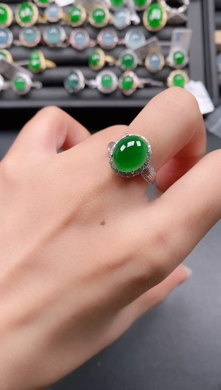 银S925镶嵌戒指翡翠11111