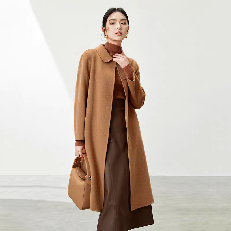 高端双面羊毛大衣双面呢长款韩版气质毛呢外套9815