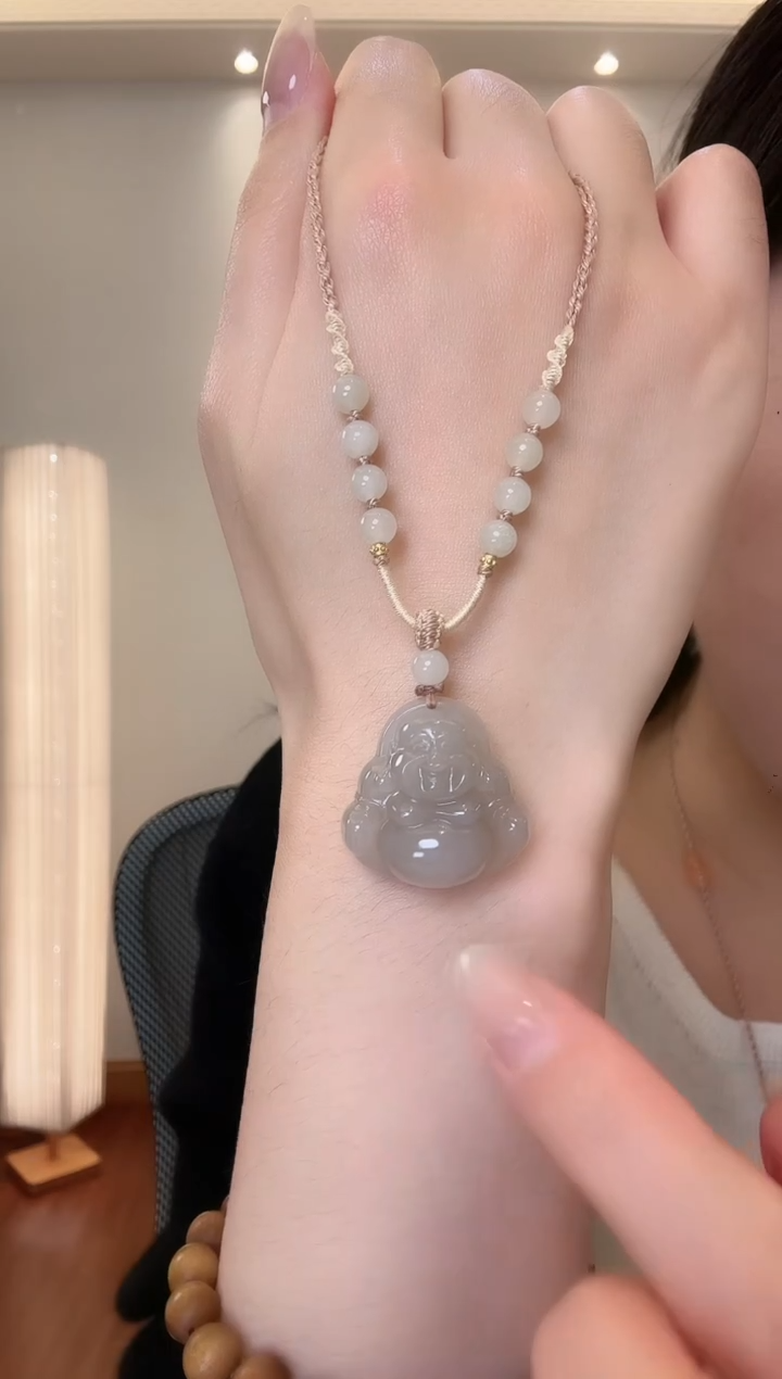 【闪购商品】和田玉吊坠(赠链)未镶嵌25mm色标级浓藕粉佛公