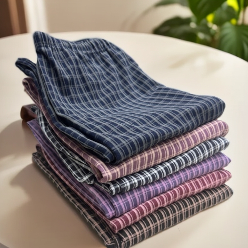 德绒格子裤大码显瘦长裤可外穿遛弯舒适休闲