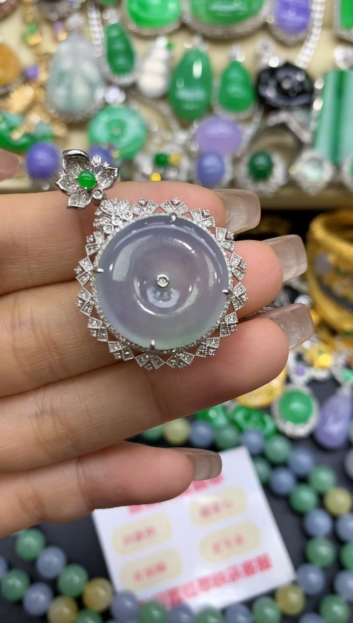 颈饰18K金镶嵌翡翠334-中国好珍宝