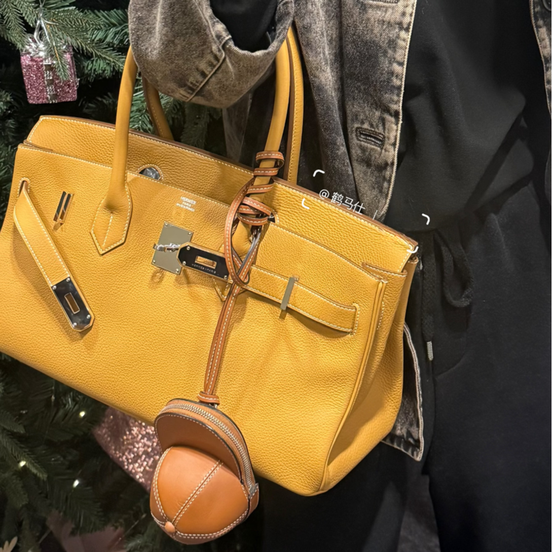 未使用 Hermes/爱马仕 birkin shoulder 沙滩金 银扣 togo 框Q刻