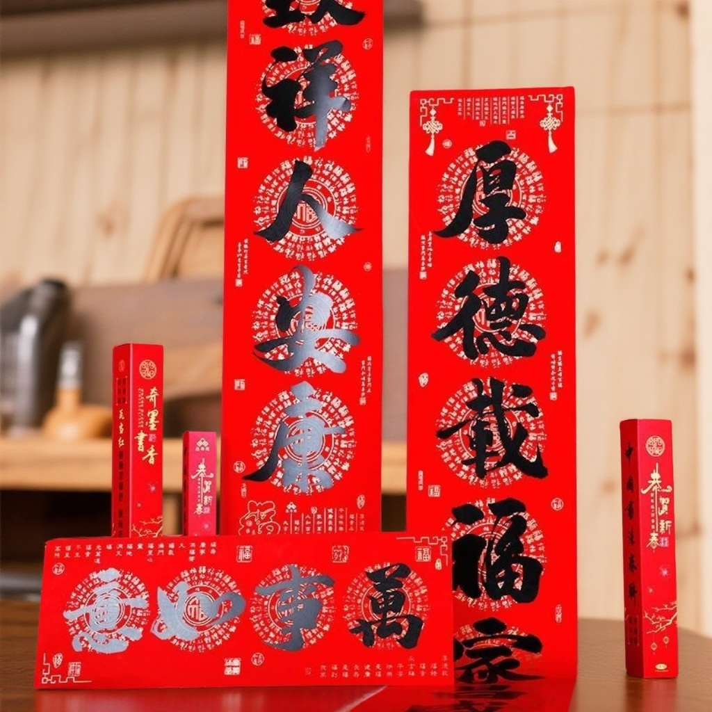百福吉祥加厚防水对联春节家用大门联书法装饰春联