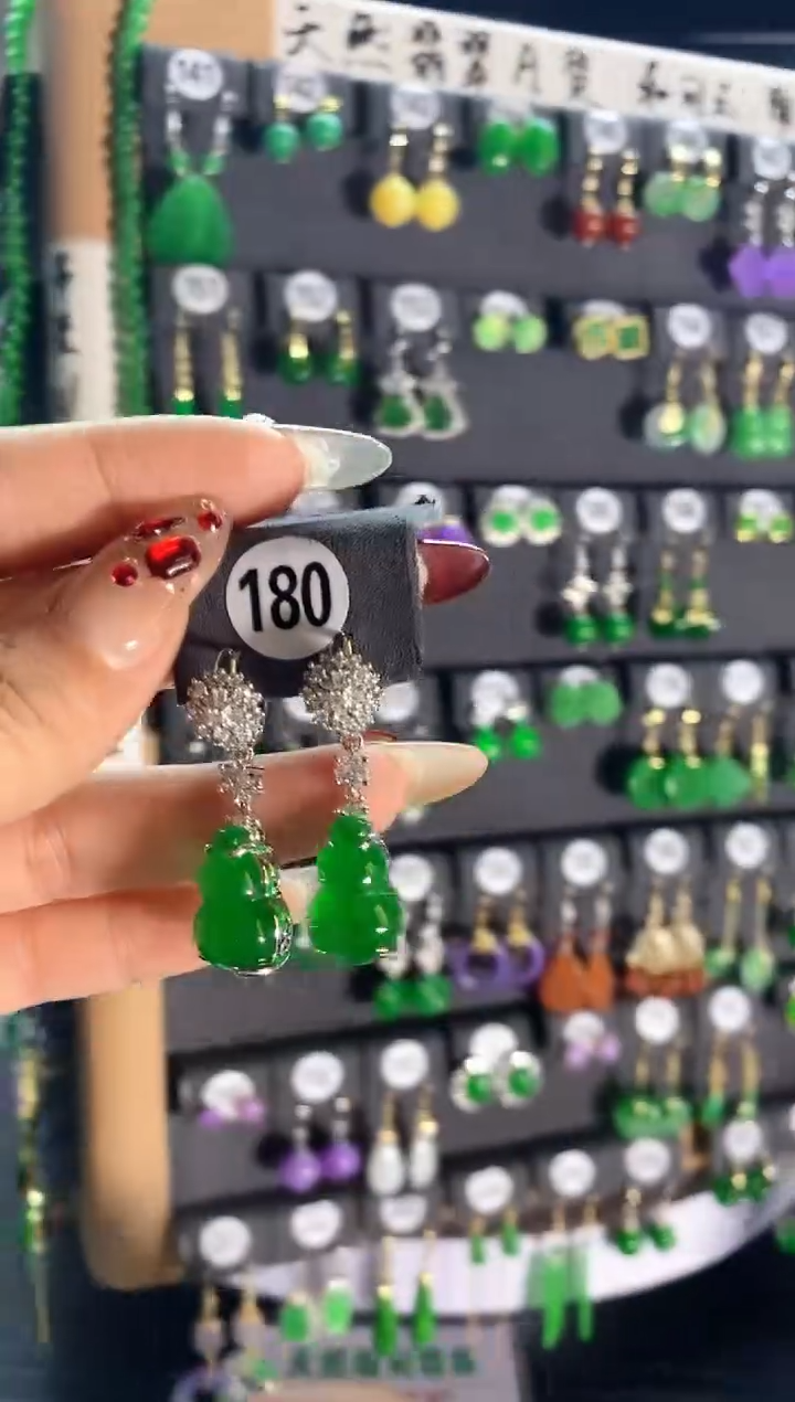 【闪购商品】翡翠耳饰银S925镶嵌180..