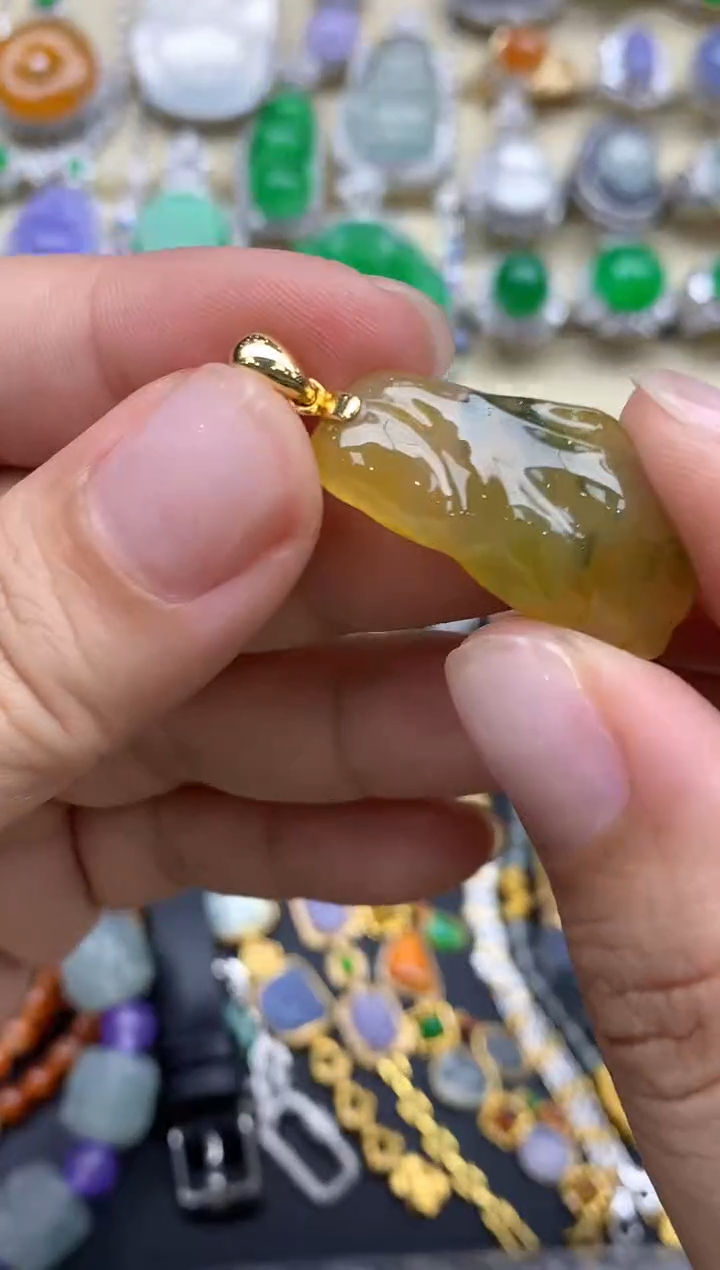 翡翠18K金镶嵌颈饰161-春日珠宝