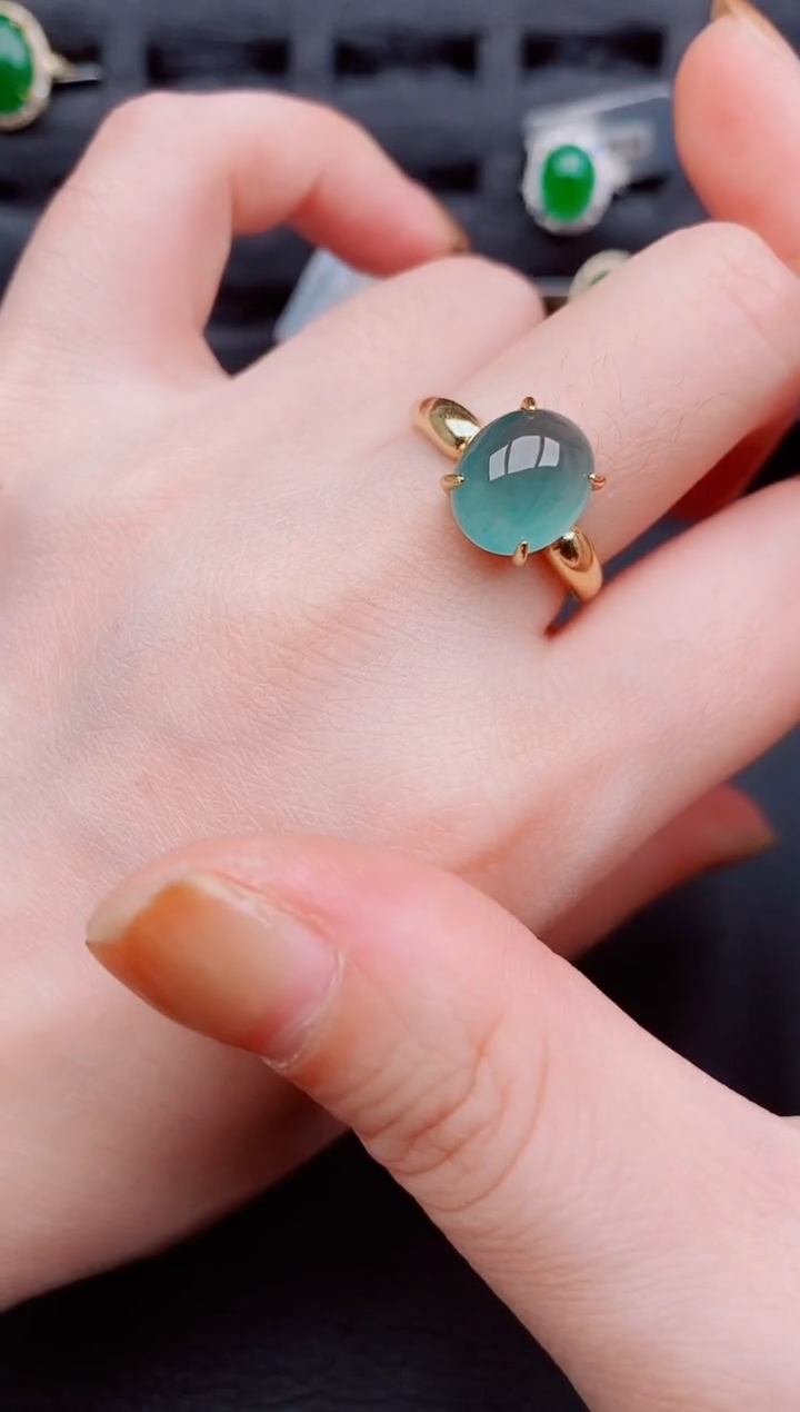 【闪购商品】翡翠戒指银S925镶嵌天然a货翡翠711