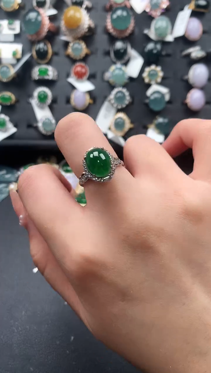【闪购商品】翡翠戒指银S925镶嵌52141