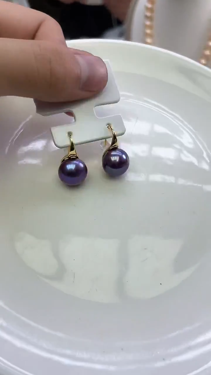未镶嵌耳饰淡水珍珠紫色系耳饰