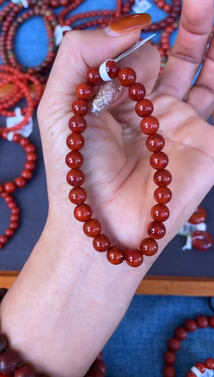 未镶嵌手串南红玛瑙N24凉山瓦西料原矿牛血火焰单圈多样性发其一
