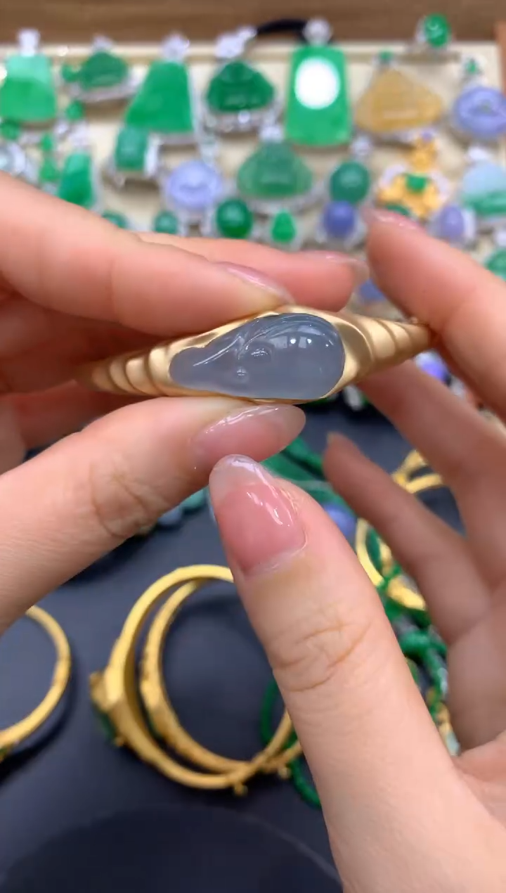 【闪购商品】翡翠手镯18K金镶嵌567-中国好珍宝