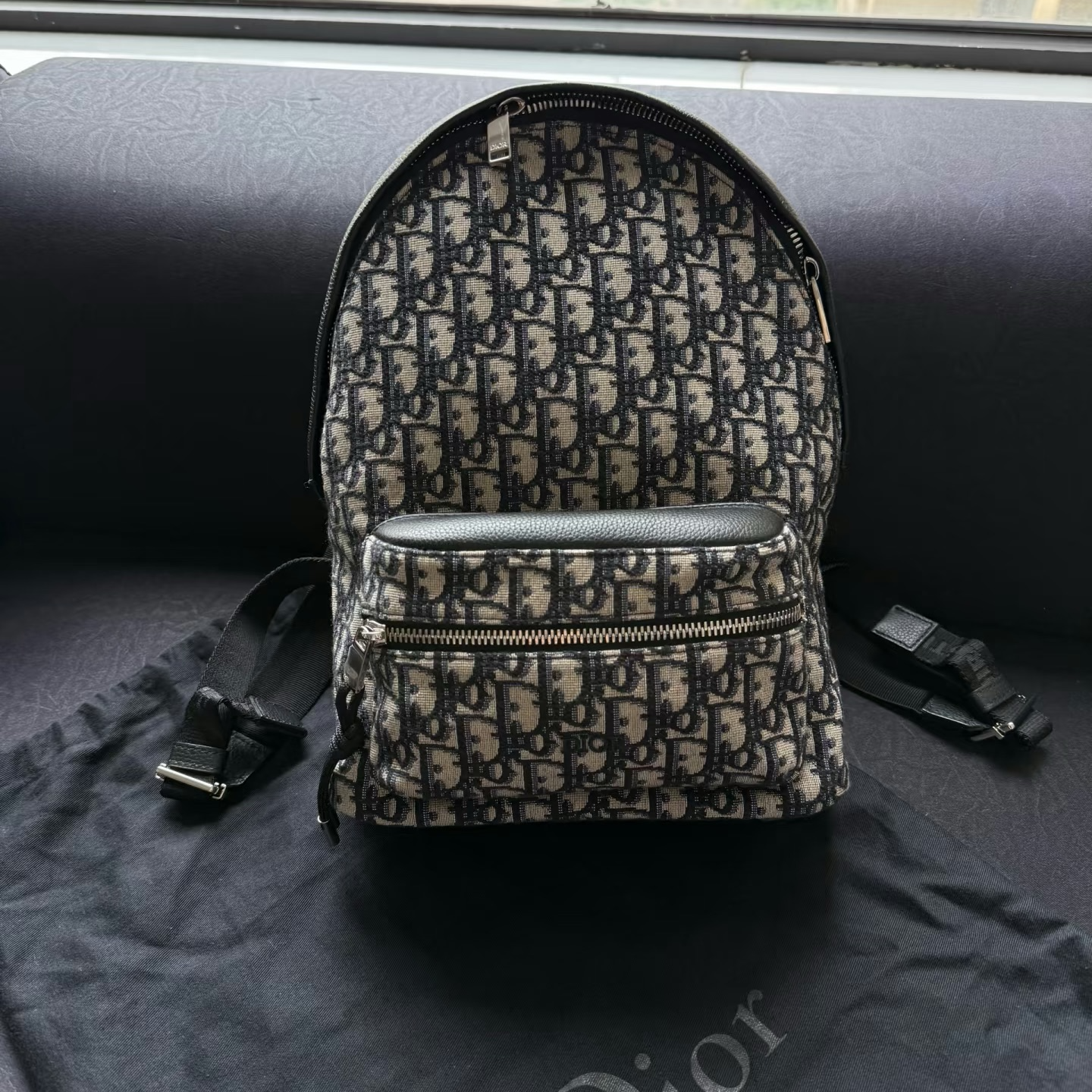 95新 DIOR/迪奥 Azul-蓝色老花刺绣布面双肩包/50170