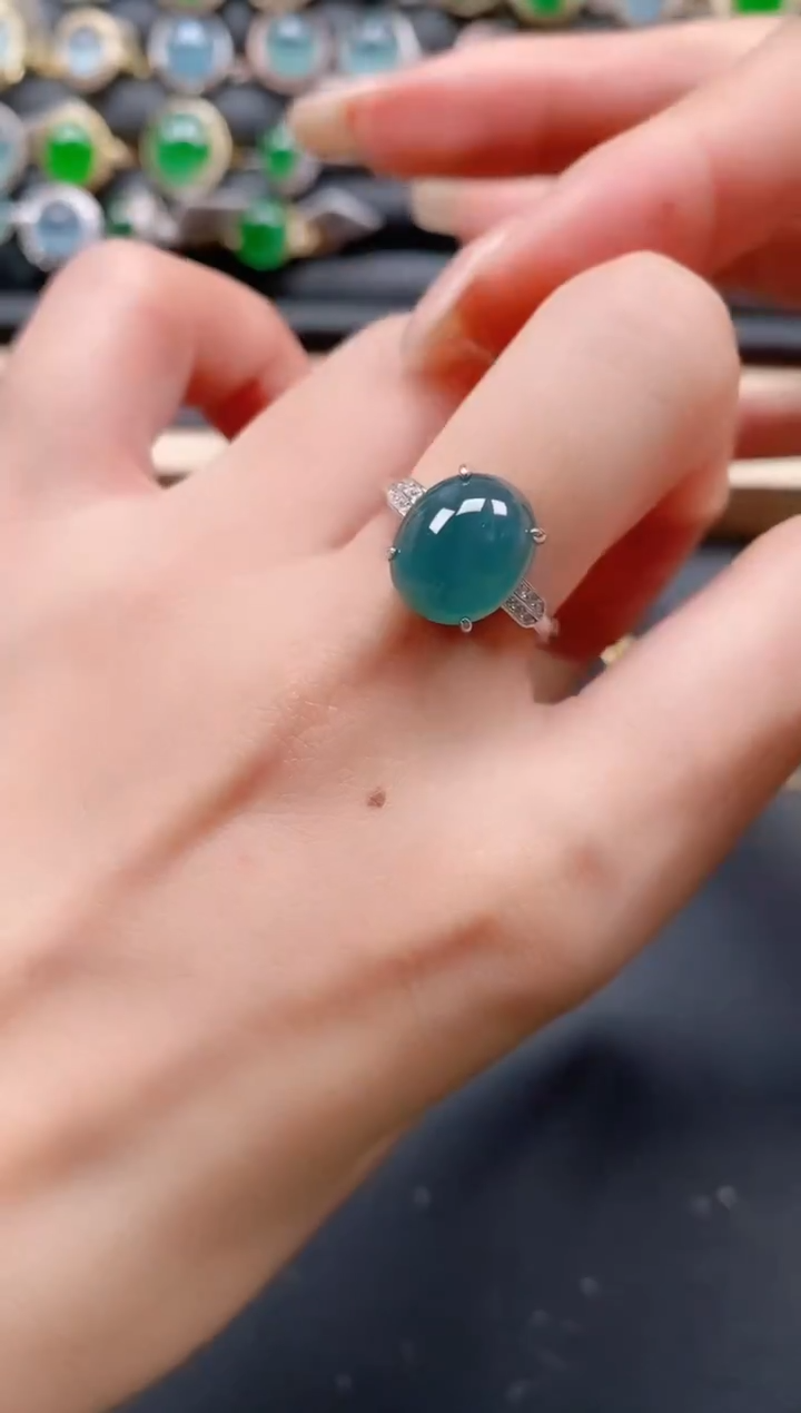 银S925镶嵌戒指翡翠111