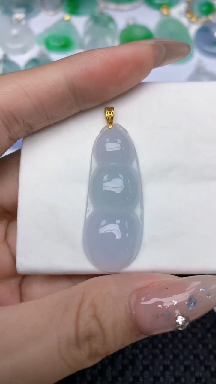 颈饰18K金镶嵌翡翠天然缅甸翡翠a货百元以上9元证书费自理