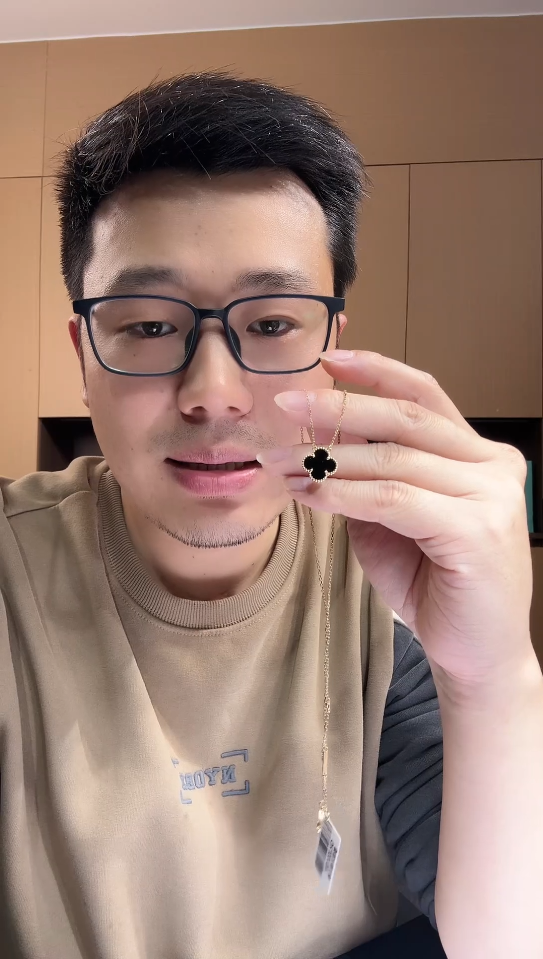 【闪购商品】玛瑙/玉髓套链18K金镶嵌黑色k黄，四叶草套链GHJ25版