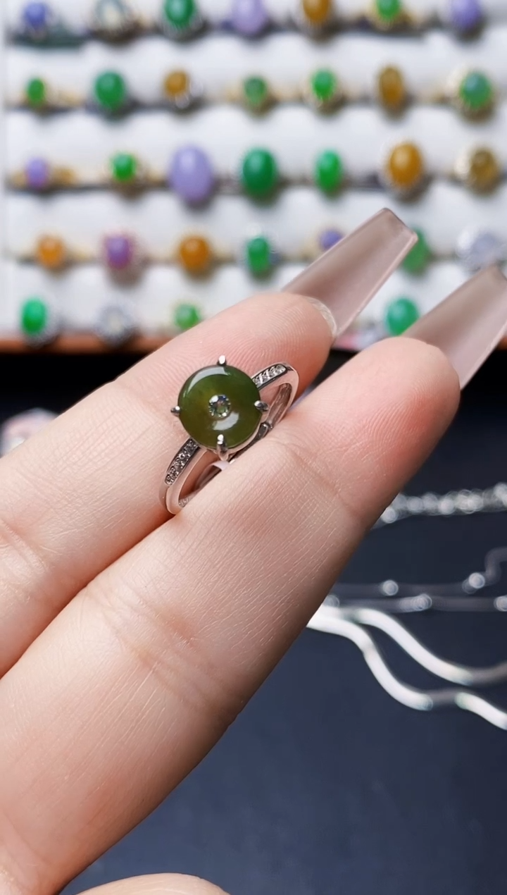 银S925镶嵌戒指翡翠5501