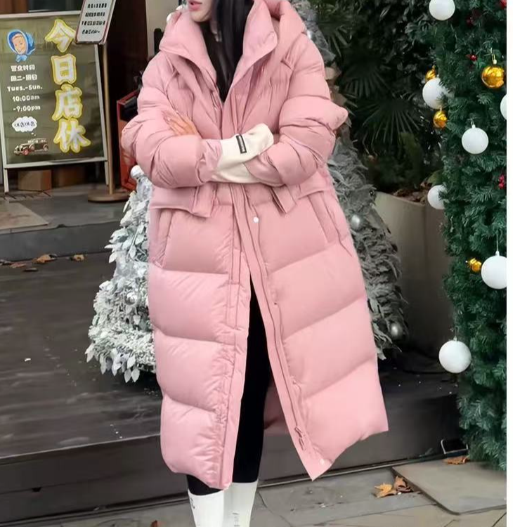 冬季新款蓬松厚款宽松连帽羽绒服h2151