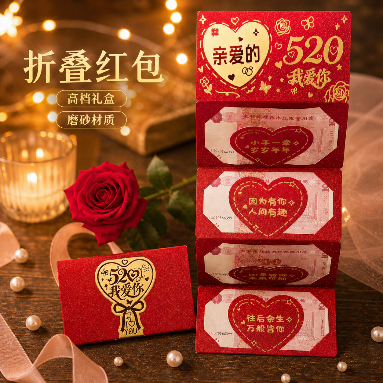 【折叠红包】生日520七夕情人节礼物婚庆用品利事封礼盒装创意商品图